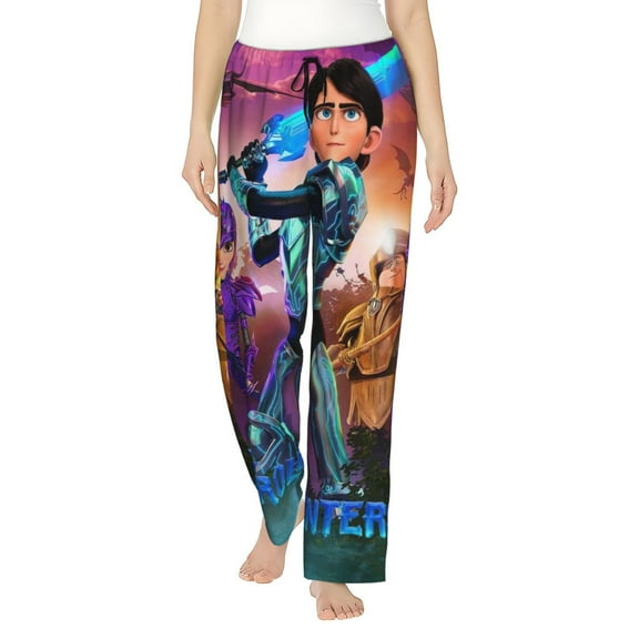 Trollhunters Women's Pajama Pants Comfy Casual Loose Sleep Bottoms Pants Drawstring Wide Leg Long Lounge Pants