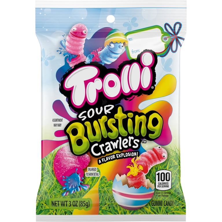 Trolli Sweet Gummy Easter Sour Bursting Crawlers Candy, 3 oz Pouch
