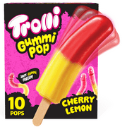 Trolli Frozen Gummi Ice Pops Chewy Sour Gummy Candy Frozen Dessert Snacks, Cherry Lemon, 10 Count