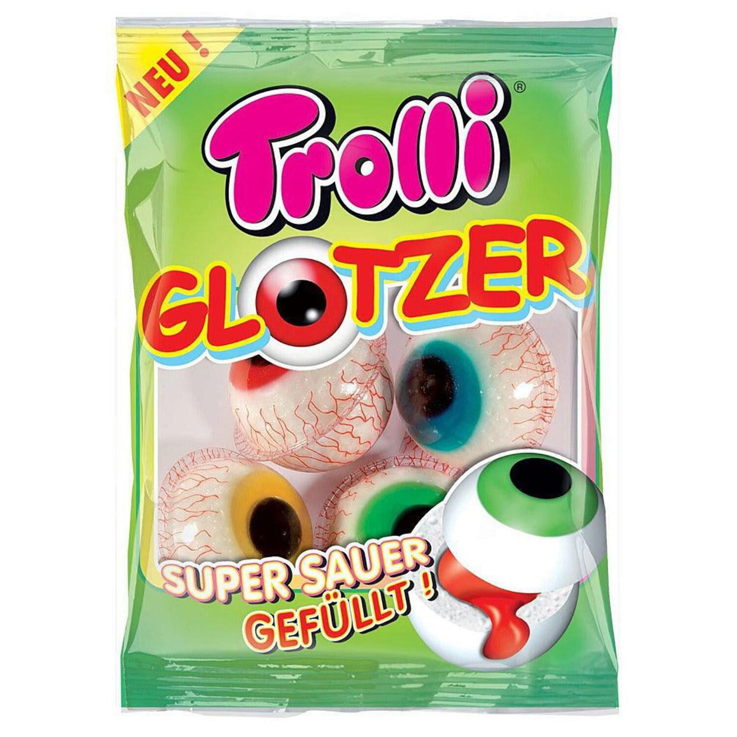 Trolli Glotzer ( Eyeball Shaped Marshmallow and Fruit Gums w/ sour liquid  filling ) - 75 g 