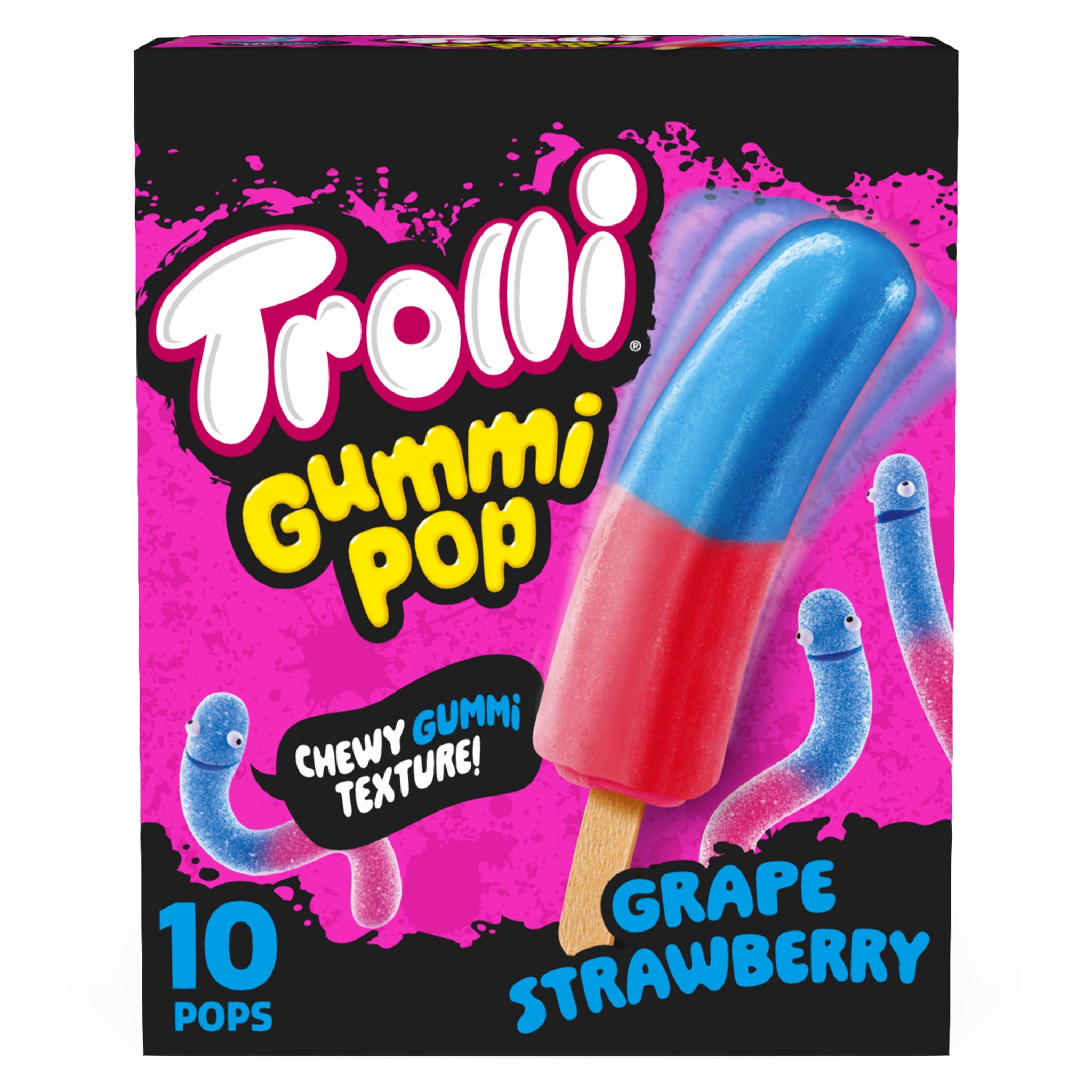 Trolli Frozen Gummi Pops Chewy Sour Gummy Candy Frozen Snacks, Grape