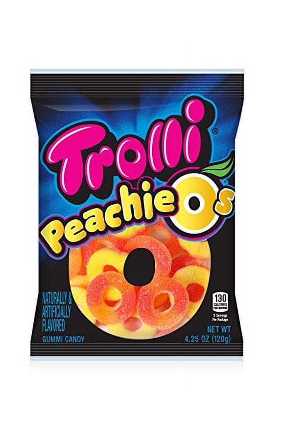 Peachie O's Sour Gummy Rings Candy, 4.25 Ounce, [Pack of 12]