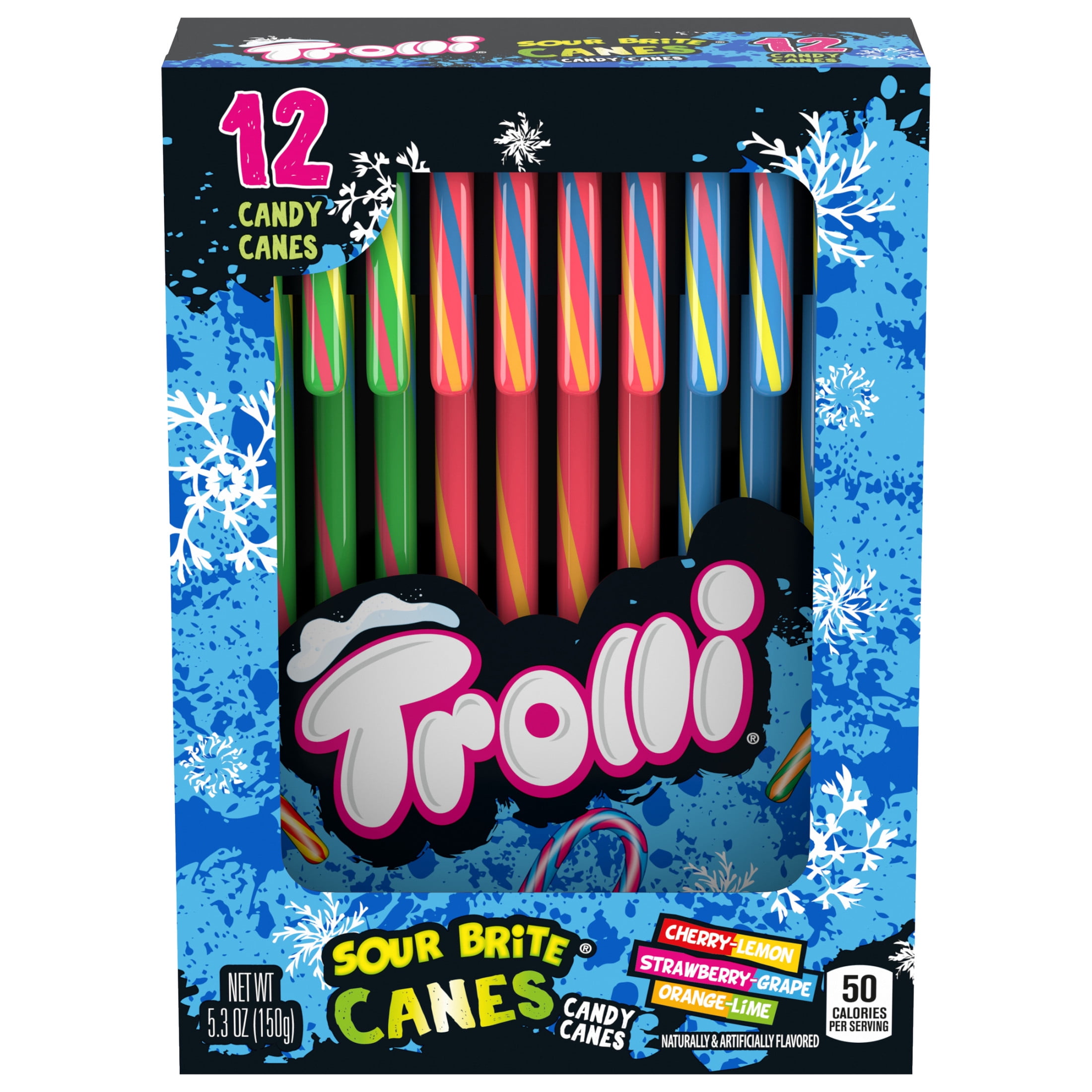Individually Wrapped Trolli Sour Brite Christmas Candy Canes, 12 Ct Box ...