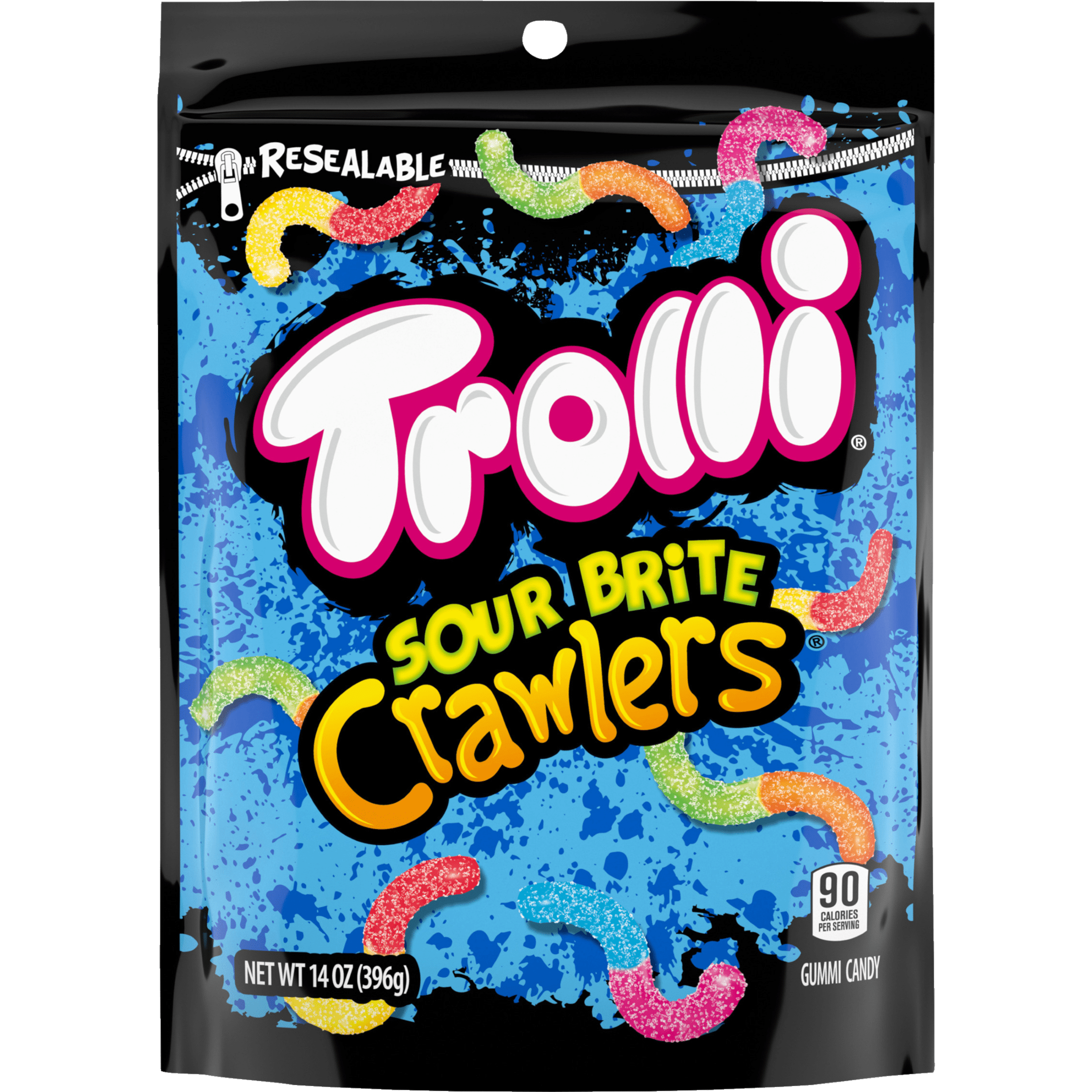 Trolli Sour Brite Crawlers Candy, Cherry-Lemon, Strawberry-Grape & Orange-Lime, Sweet and Sour, Gummy Worms, 14 oz