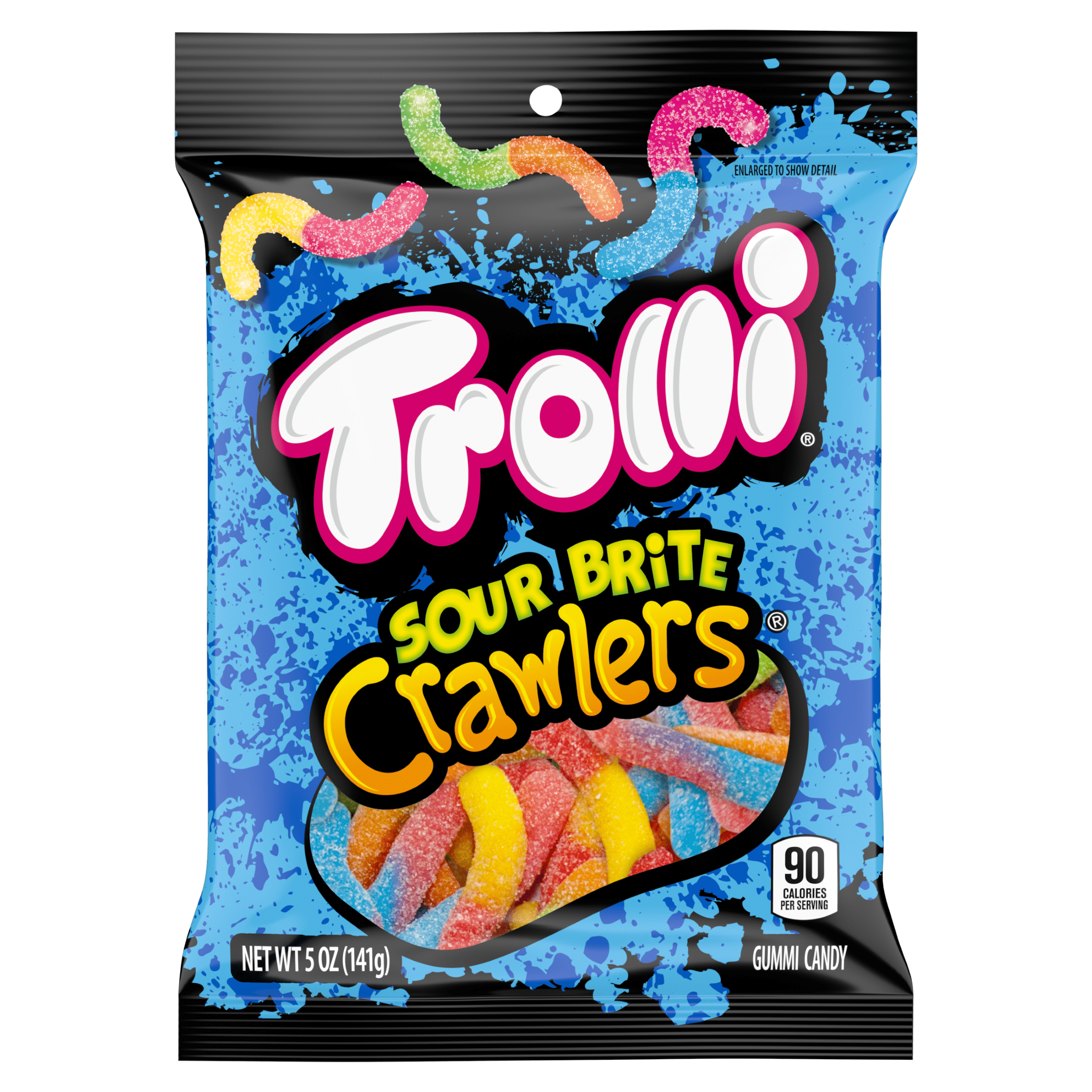Trolli Sour Brite Crawlers, Candy, Cherry-Lemon, Strawberry-Grape & Orange-Lime, Sweet and Sour, Gummy Worms, 5 oz