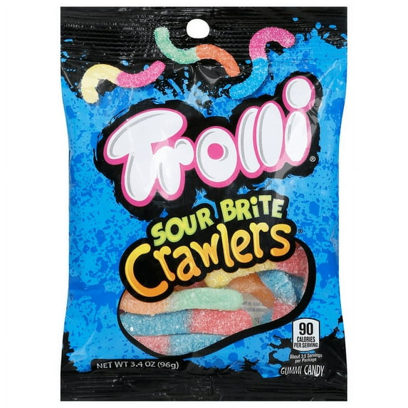 Trolli Sour Brite Crawlers Gummy Worms Bag, 3.4 Oz (2 Pack)