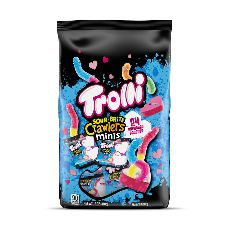 Trolli Sour Brite Crawlers Minis Gummy Candy, Valentine's Trolli Sour Brite Crawlers Minis Gummy Candy, Valentine's
