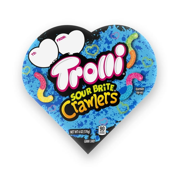 Trolli Sour Brite Crawlers Heart Shaped Box, Valentines Day Candy, 6 oz