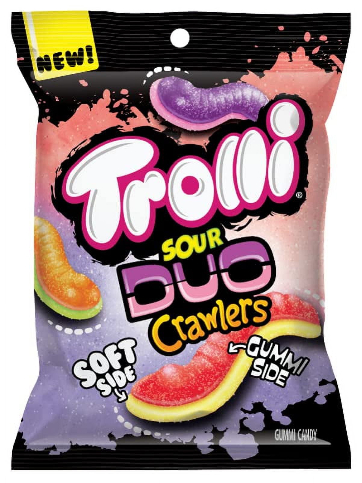 Trolli Sour Brite Duo Crawlers  Gummy Worm Candy (Pack of 24)
