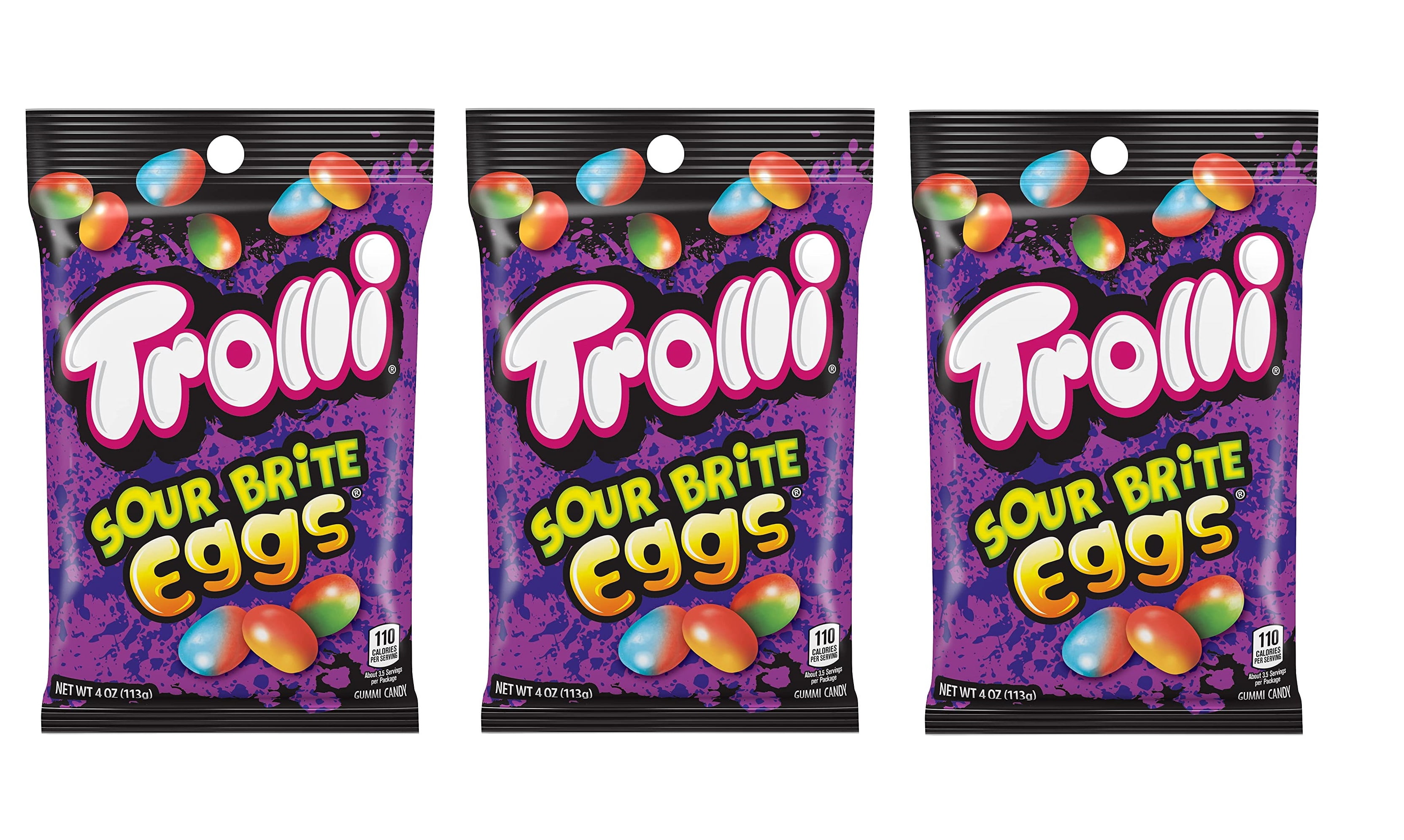 Trolli Sour Brite Eggs, Assorted 4.0 Ounce (Pack of 3)