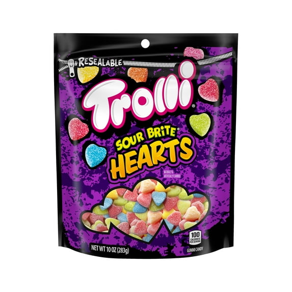 Trolli Sour Brite Hearts, Valentines Day Candy, 10 oz Bag
