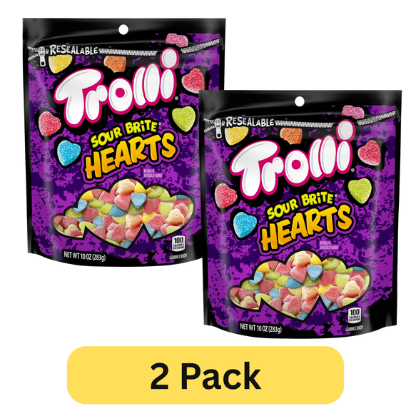Trolli Sour Brite Hearts Valentine's Day Candy, 10 oz, Pack of 2