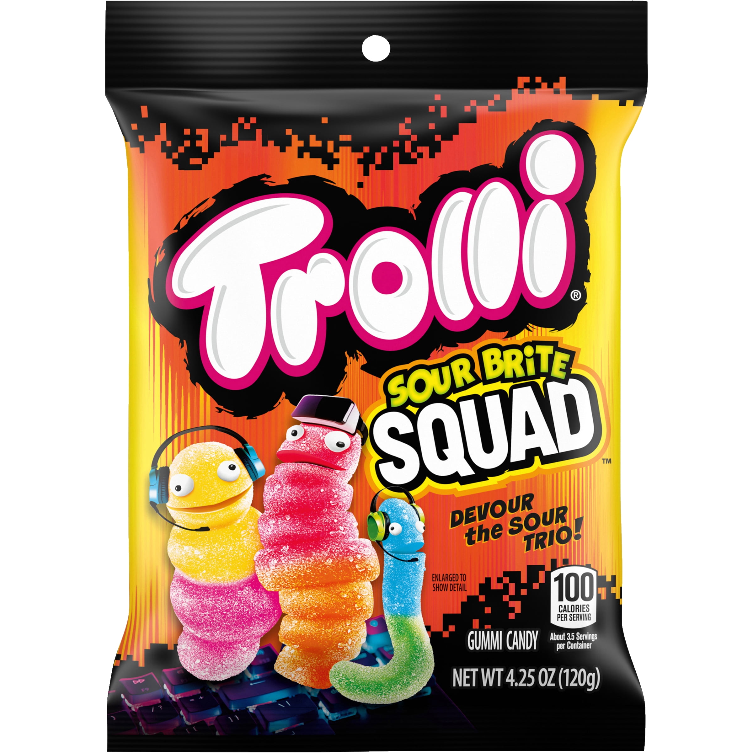 Trolli Sour Brite Squad Gummy Candy, Sour Gummy Worms, 4.25 oz