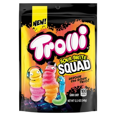 Trolli Sour Brite Squad Gummy Candy, Sour Gummy Worms, Resealable Bag, 12.3 oz