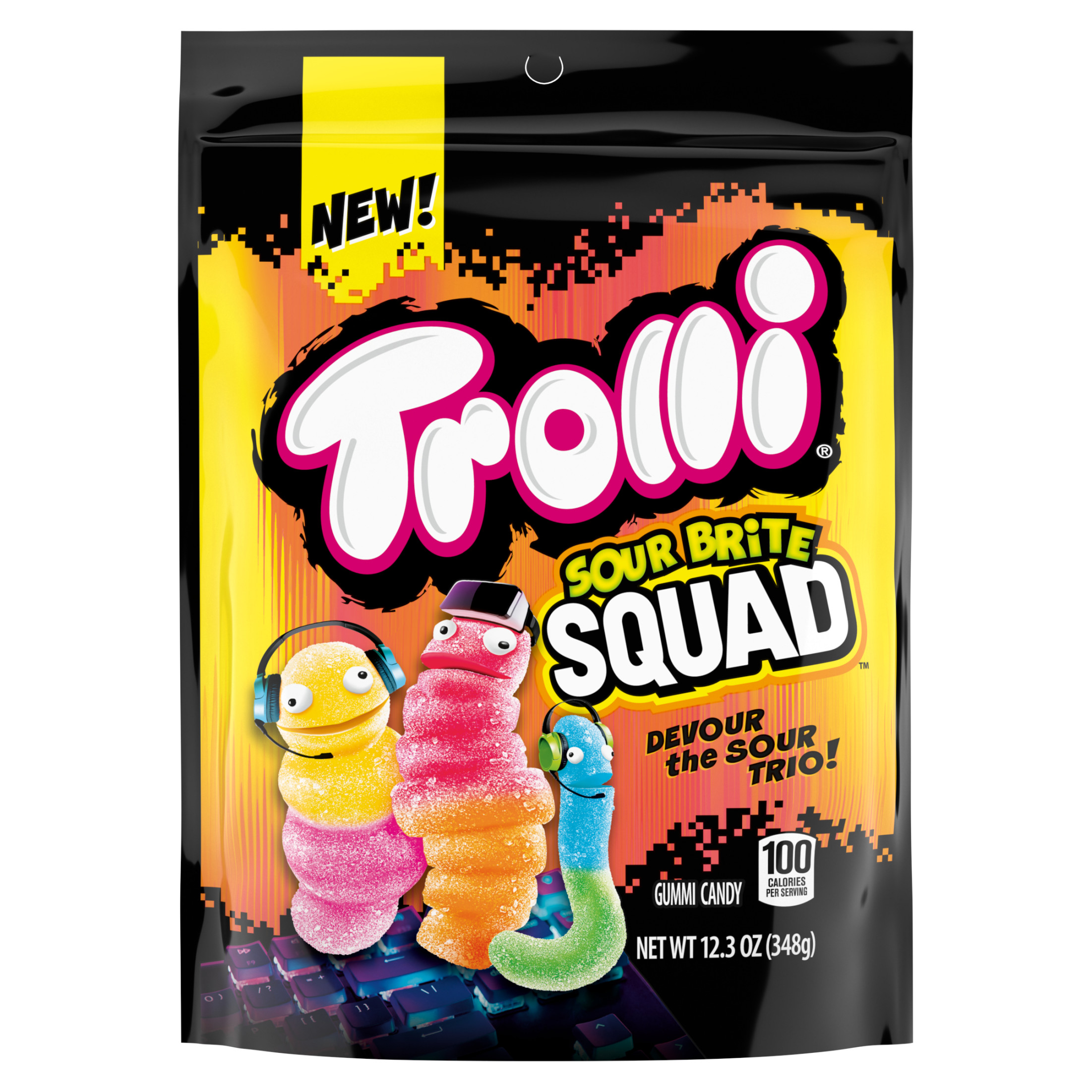 Trolli Sour Brite Squad Gummy Candy Sour Gummy Worms Resealable Bag 