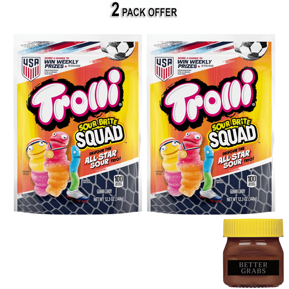 Trolli Sour Brite Squad Gummy Candy, Sour Gummy Worms Summer Candy, 12.3 oz