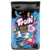 Trolli Valentine's Mini Sour Brite Crawlers, Valentines Day Candy, Classroom Exchange Pouches, 11 oz, 22 count