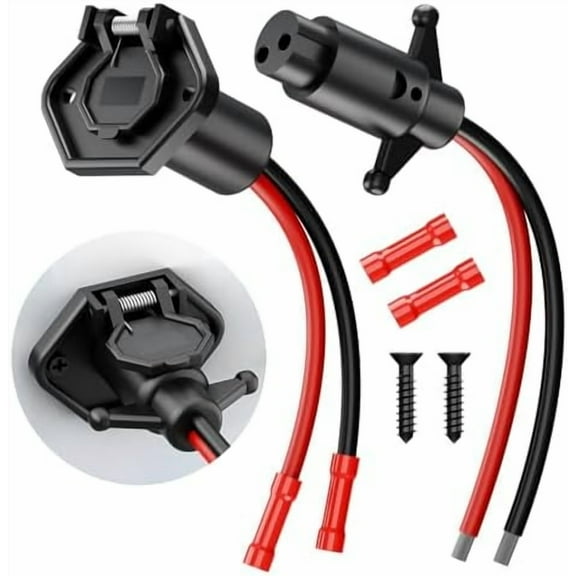 Trolling Motor Plug, 12V-24V 8 Gauge 2 Wire Trolling Motor Plug and Receptacle Compatible With Minn Kota Marine Boat Waterproof Male & Female Trolling Motor  Socket 1Pairs