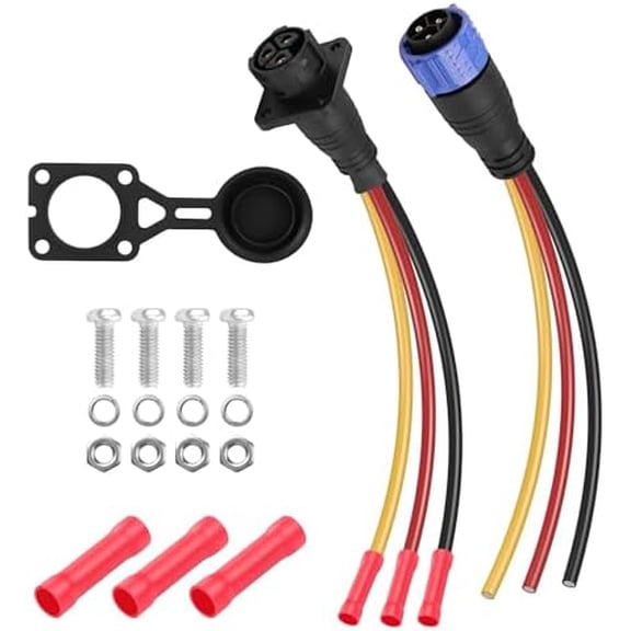 Trolling Motor Plug Receptacle Set,3 Pin 8AWG 50Amp Marine Boat DC Power Connector,Waterproof Trolling Motor Quick ,12V/24V/36V/48V Male&Female Trolling Motor Connector$$Watercraft