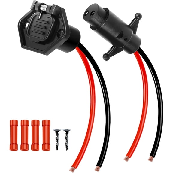 Trolling Motor Plug and Receptacle Set, 12V 24V 2-Wire 8 Gauge Heavy Duty Marine Connector Kit for Fishing Boat Kayak Pontoon