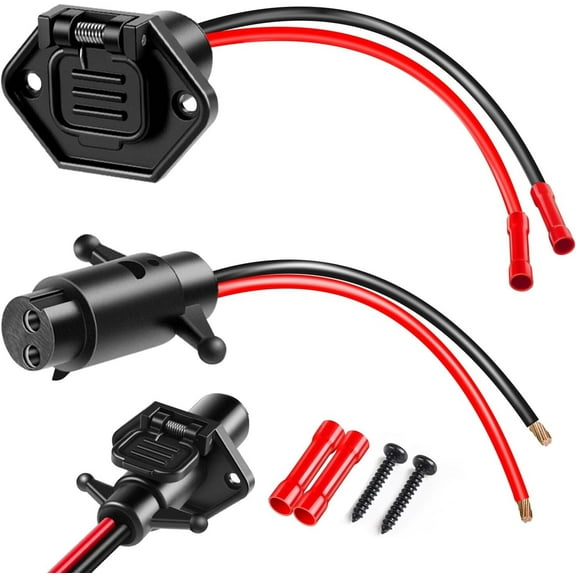 Trolling Motor Plugs 12V-24V 8 Gauge 2 Wires Trolling Motor Plug and Receptacle Set Male and Female Trolling Motor Connector Waterproof Trolling Motor Plug Quick Connect for Marine Boat