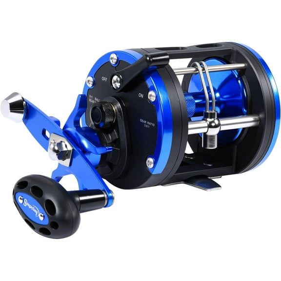 Trolling Reel & Conventional Fishing Reel - Saltwater Level Wind Reel with Smooth Drag, Heavy Duty Boat & Ocean Fishing Reel for Sea Bass, Grouper, Salmon