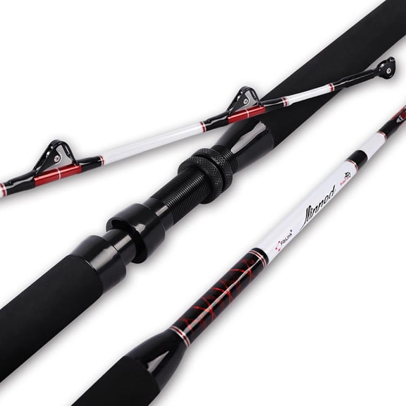 Trolling Rod Saltwater Deep Dropper Big Game Rod Conventional Boat Roller Rod Carbon Fishing Pole (2 Pieces - 5'6" - 30-50lbs)