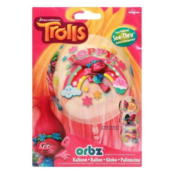 Trolls 16" Orbz Clear 4 Panel See Thru Balloon