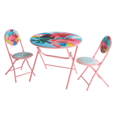Trolls 2 Printed Round 3 Piece Folding Table and Chair Set
