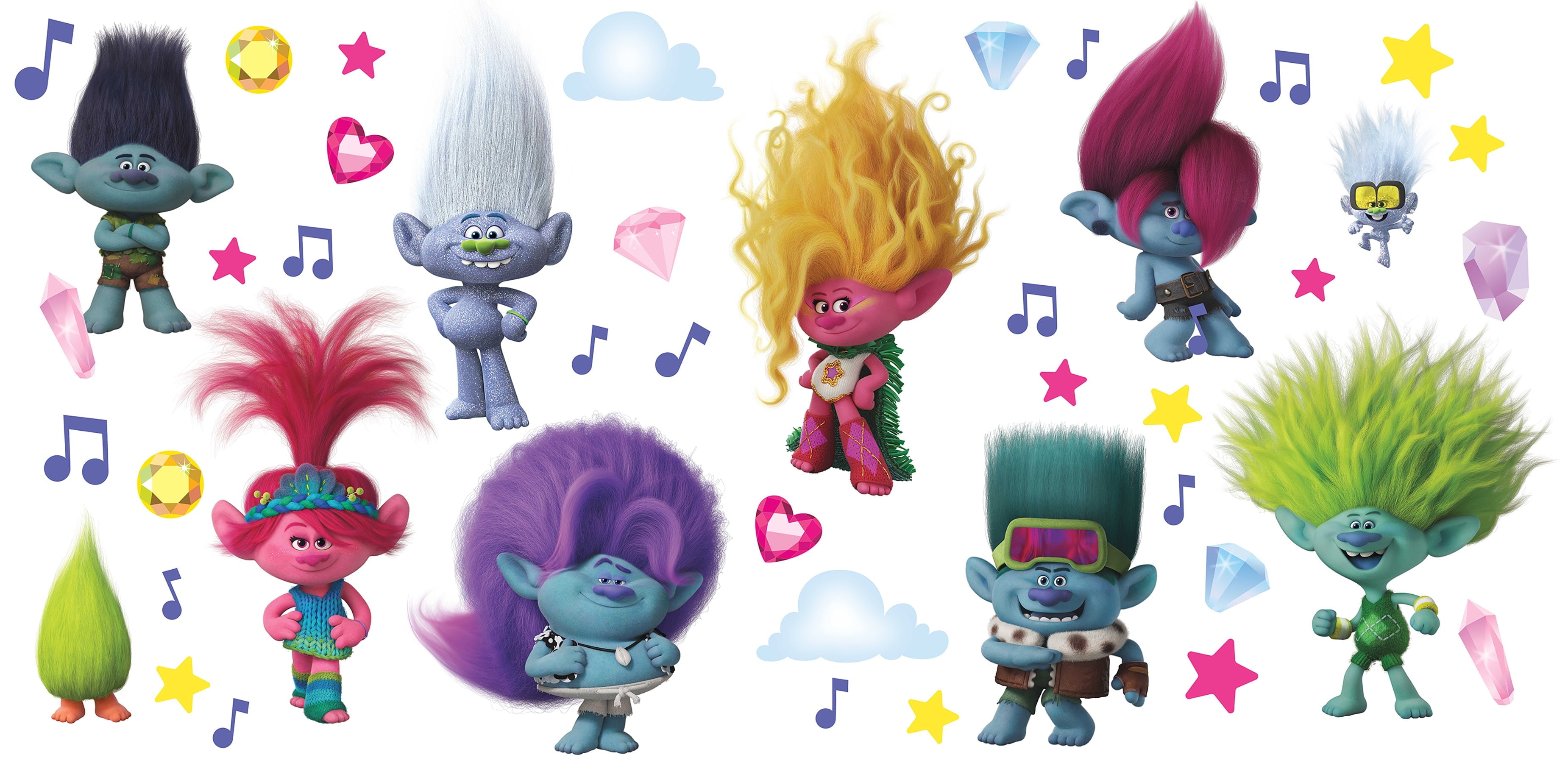 DreamWorks Trolls 3 Band Together with Glitter Wall Decals