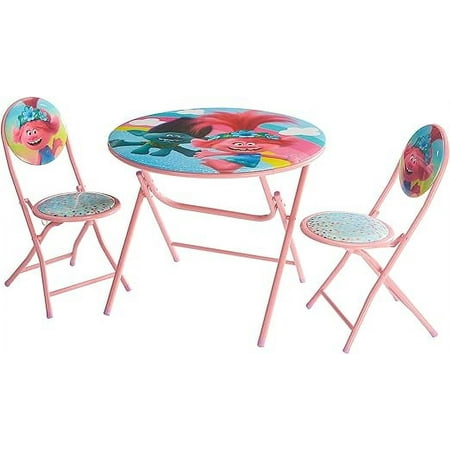 Trolls, 3-Piece Childs' Round Table and Chair Set, 23.6" x 23.6" x 19.68