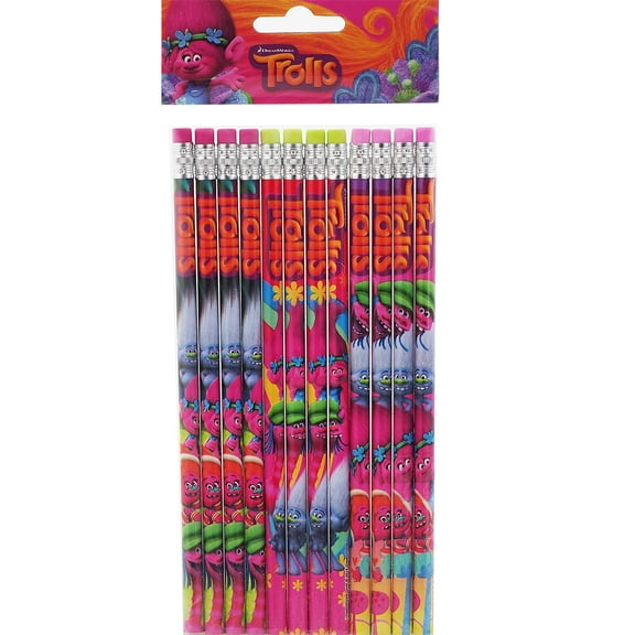 Trolls Authentic Licensed 12 Wood Pencils Pack