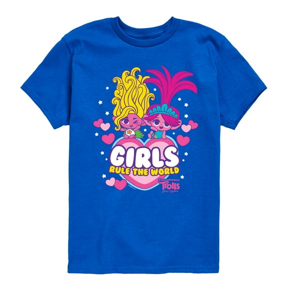 Trolls - Band Together - Girls Rule The World - Toddler and Youth Short Sleeve Graphic T-Shirt