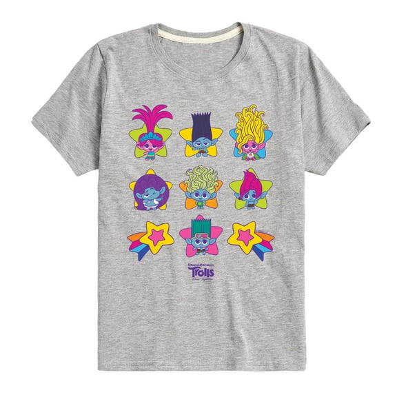 Trolls - Band Together - Tiny Trolls Star Grid - Toddler and Youth Short Sleeve Graphic T-Shirt