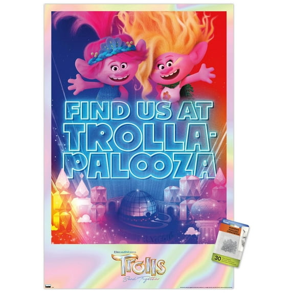 Trolls: Band Together - Viva and Poppy at Trolla-Palooza Wall Poster with Pushpins, 22.375" x 34"