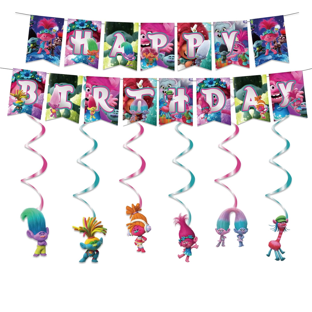 Trolls Birthday Party Decorations, Cartoon Trolls Party Decorations 