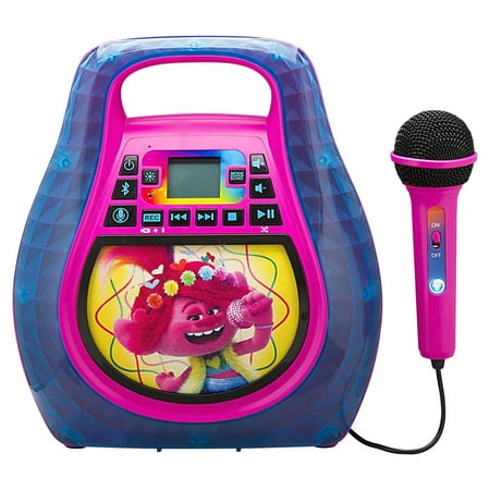 Trolls Bluetooth MP3 Karaoke Machine for Kids – Toy Musical Instruments with Mic & Built-In Music
