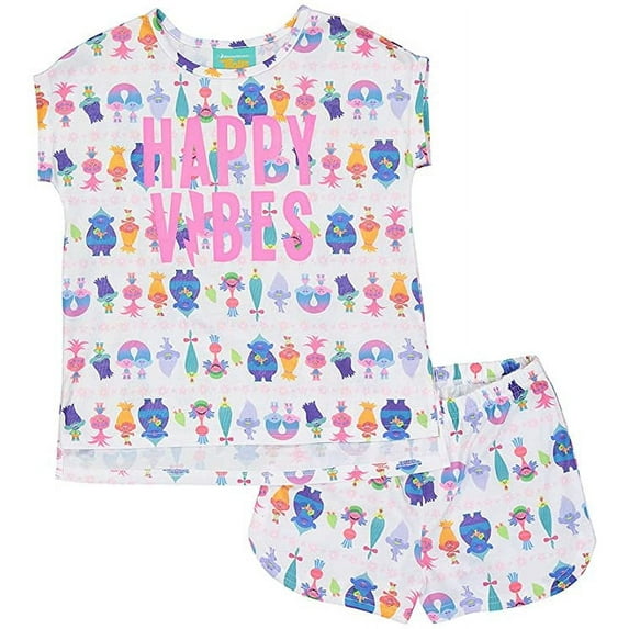 Trolls Character Print 2-Piece Pajama Short Set (Little Girls & Big Girls)