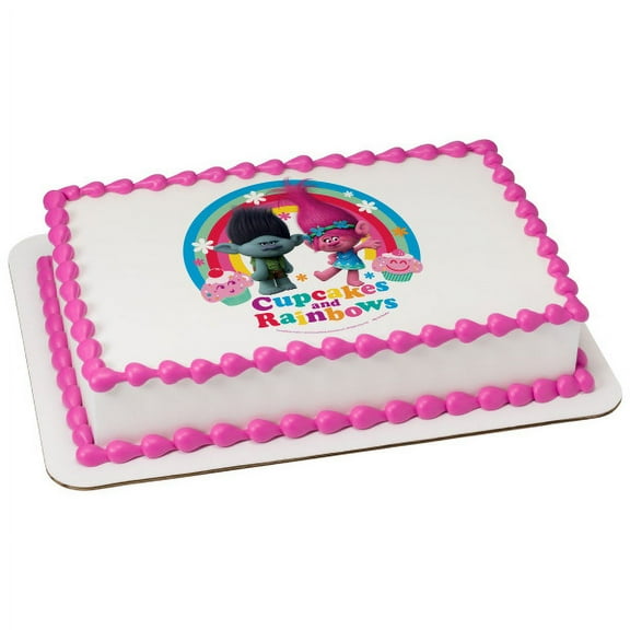 Trolls Cupcakes & Rainbows Image Cake