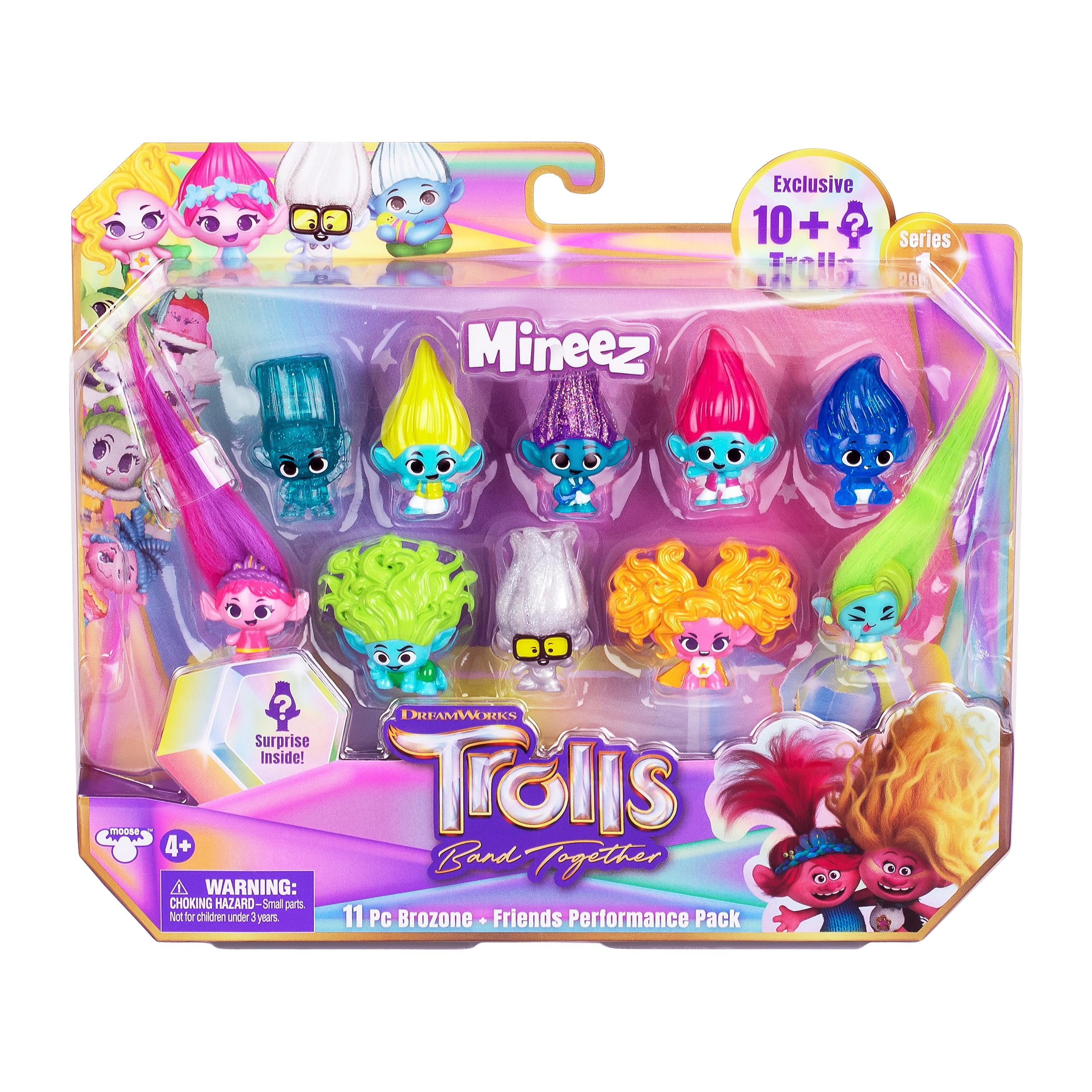 Trolls DreamWorks Band Together Mineez 11pc Brozone + Friends Performance Pack - 11 Mineez 1.5 Inch Collectible Figures and 1 Accessory