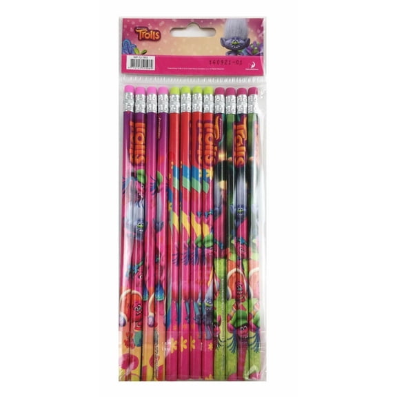Trolls Dreamworks Character Authentic Licensed 24 Wood Pencils Pack