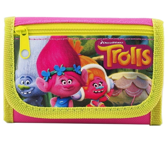 Trolls Dreamworks Pink/Green Trifold Wallet