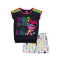 thumbnail image 1 of Trolls Girls 6-6X Elastic Waistband/Poppy/Trolls Matching Short Pajama Set, Black, 1 of 2