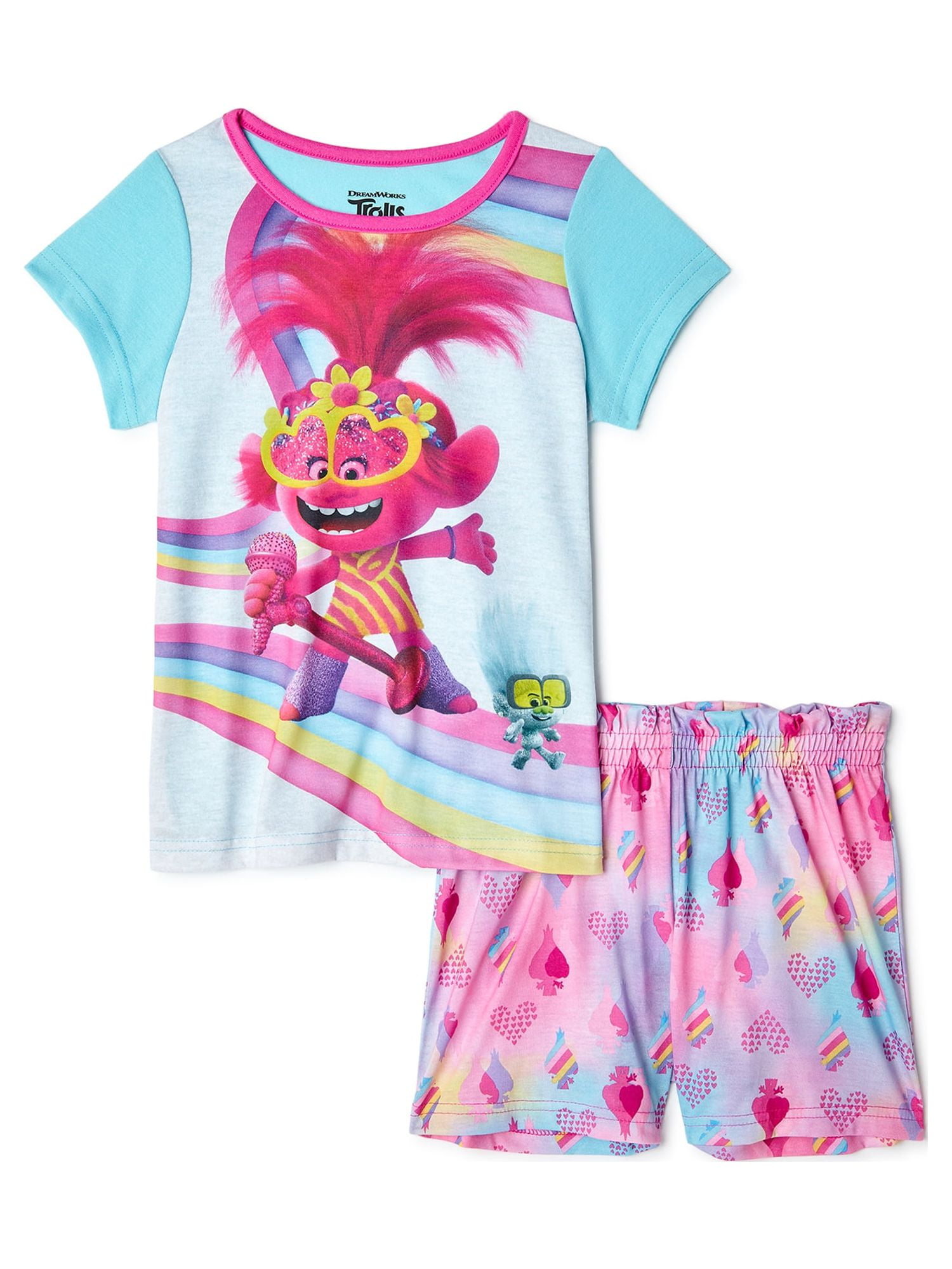 Trolls Girls 2 Pc Pajama Set Short Sleeve Top Shorts Sizes 4 12 in El Salvador at USD 37 Rating 5