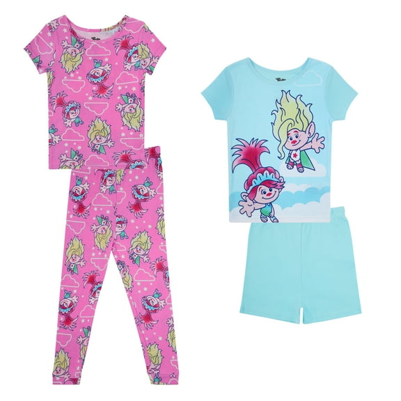 Trolls Girls Short Sleeve and Pant Pajama Set, Sizes 4-10