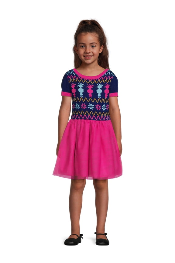 Girls Sweater Top Dress with Mesh Skirt, Sizes 4-16