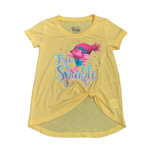 Trolls Girls Yellow "Free to Sparkle" Poppy Short Sleeve T-Shirt Tee Shirt XS
