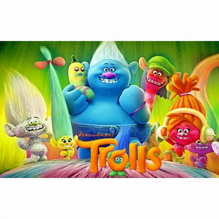 Trolls Green Colorful Birthday Edible Image Cake Topper For Half Sheet Cake By TNCT