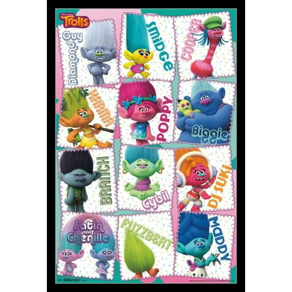 Trolls - Grid Laminated & Framed Poster Print (22 x 34)