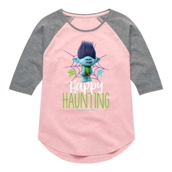 Trolls - Happy Haunting Branch - Toddler & Youth Girls Raglan Graphic T-Shirt